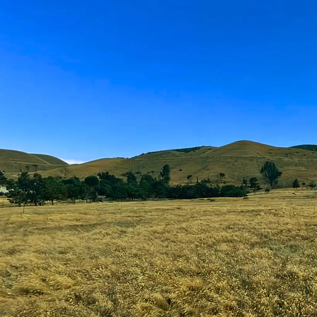 Golden grassy fields stretch beneath rolling hills in Del Sur, California, offering a tranquil rural backdrop near where many seek a trusted Del Sur dispensary for natural cannabis wellness.